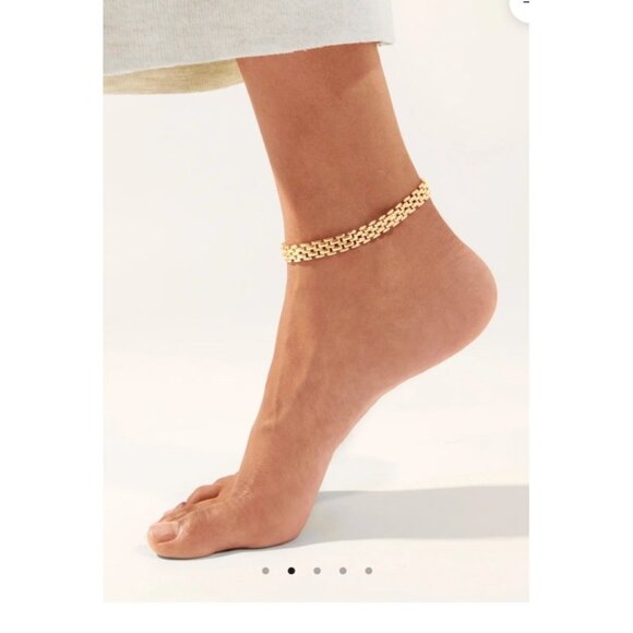 JENNY BIRD Francis Anklet Gold Tone Adjustable Link Chain Hip Ankle Bracelet - Picture 1 of 7
